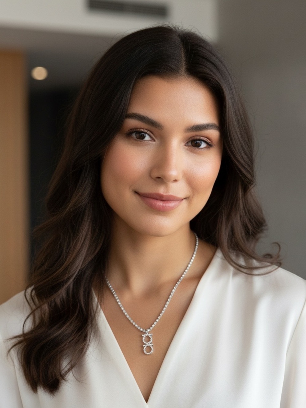 Salvatore Ferragamo Silver Crystal Double-Ring Pendant Necklace -